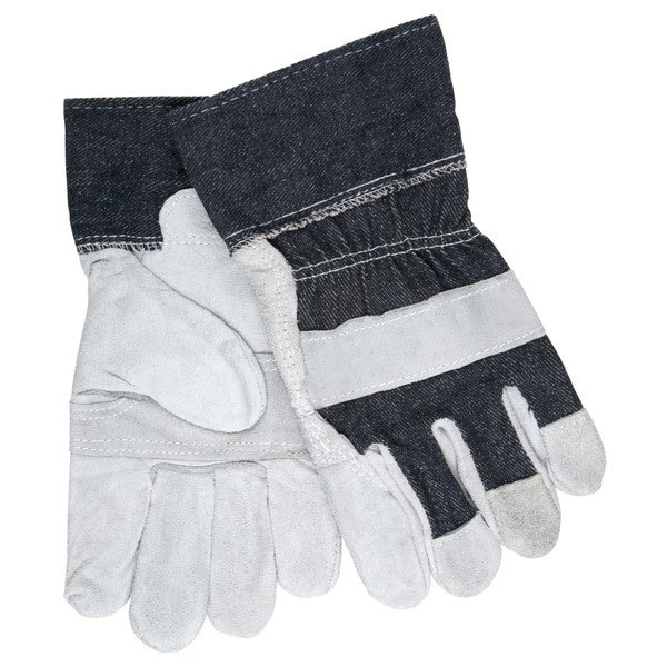 Mcr Safety Cowhide Leather Palm Gloves, Large, Leather, Blue, PR 1220DX - main